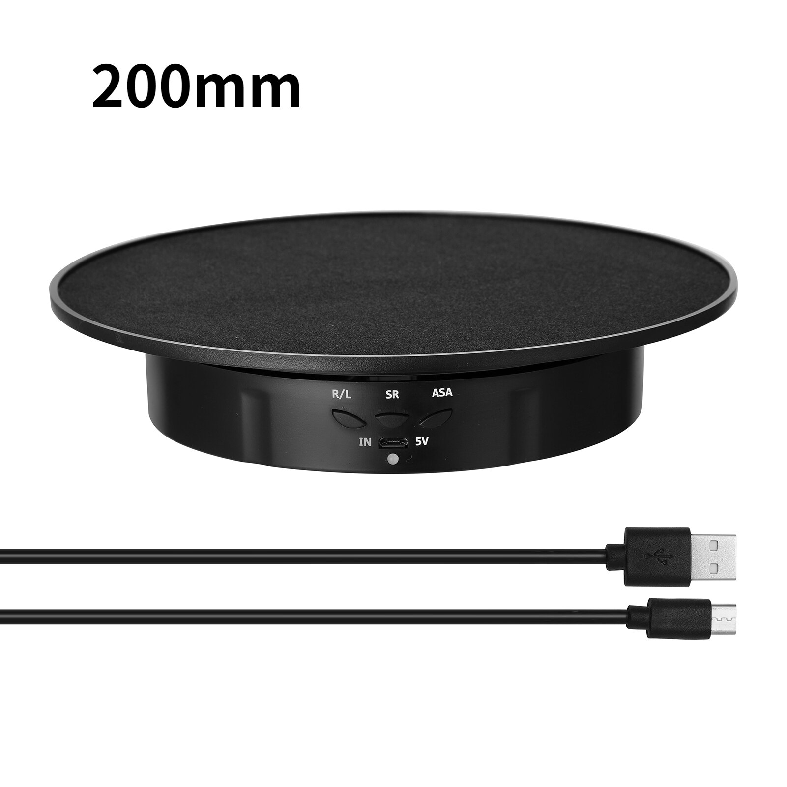 138/145/200Mm 3 Snelheden Fotografie Roterende Display Stand 360 Elektrische Roterende Product Display Draaitafel Voor video Schieten: 200mm black Suede