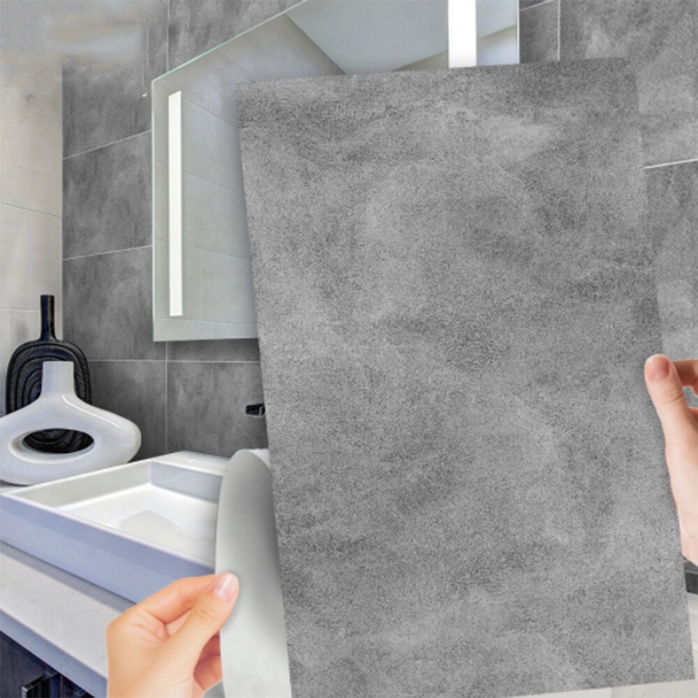Luxury PVC Gray Cement Self-Adhesive Floor Stickers 30x60cm Waterproof Bath Kitchen Stairs Tile Peel & Stick Wall Sticker