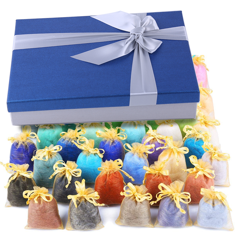 LMDZ-ovillo de lana de 50 colores, fieltro de aguja en bolsas de de Organza, elige cualquier color, hilo de lana de fibra para fieltro de aguja