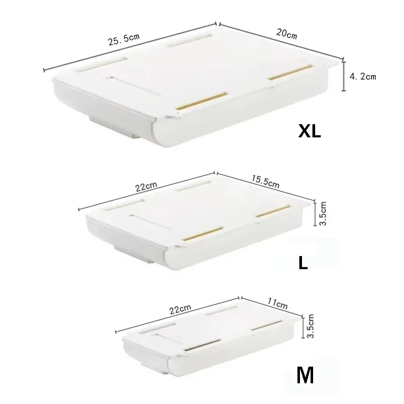 Adhesive Under Desk Drawer Organizer Hidden Table Storage Box Slide Out Tray Simple Sundries Cosmetics Stationery Organizer