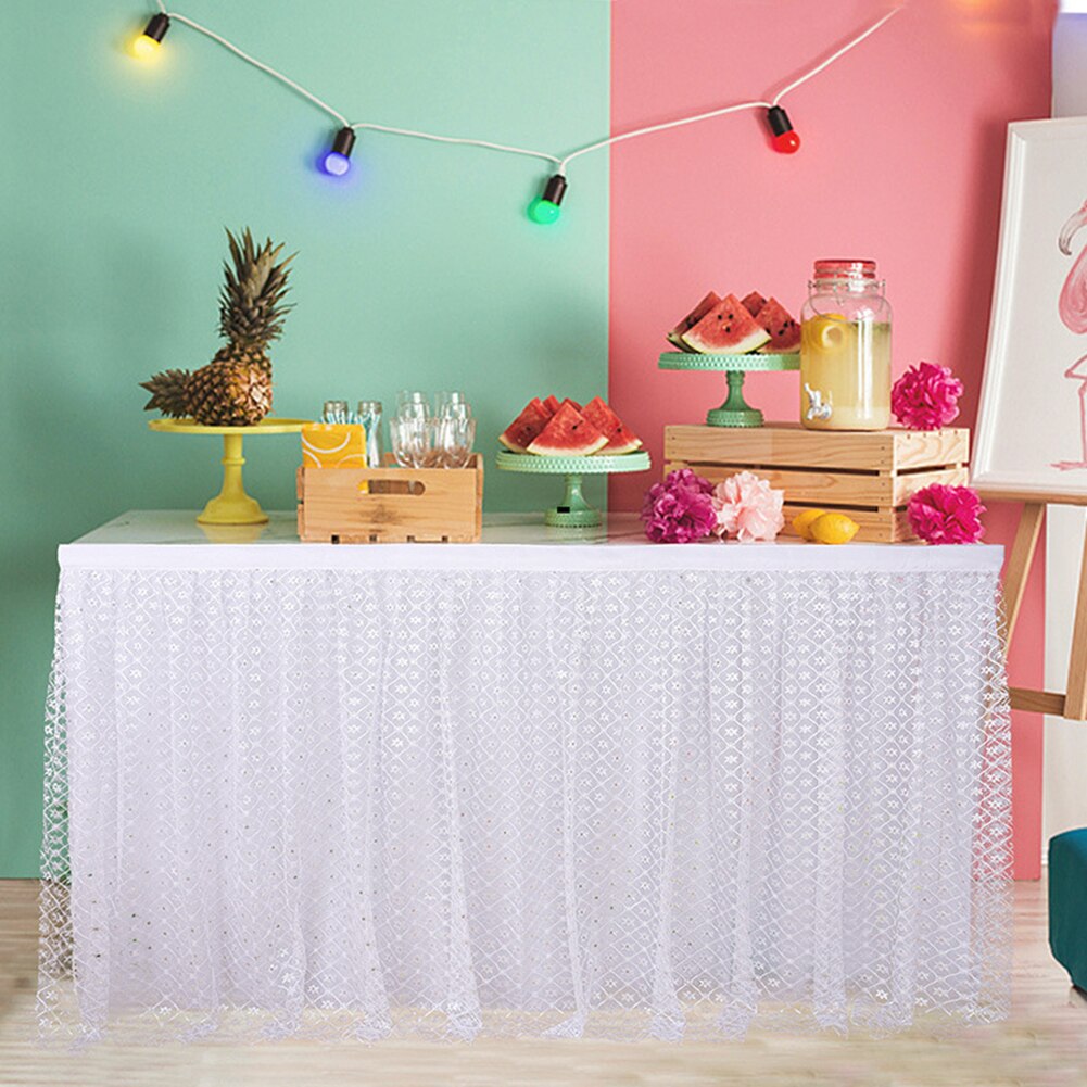 6ft/9ft Table skirts white ice silk wedding table skirt table cloth decoration hotel banquet event hotel home table skirting