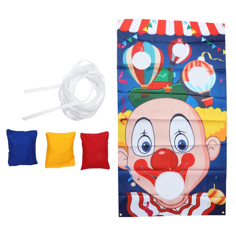 Halloween clown sandsäck spel flaggor kasta hängande flaggor roliga utomhus spel cirkus tillbehör med 3 st slumpmässig färg sandsäck: D