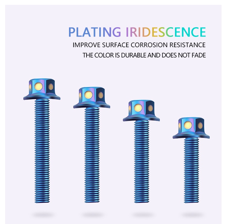 M6 stainless steel 304 screw electroplated blue screw outer hexagon screw big head screw electric car motorcycle