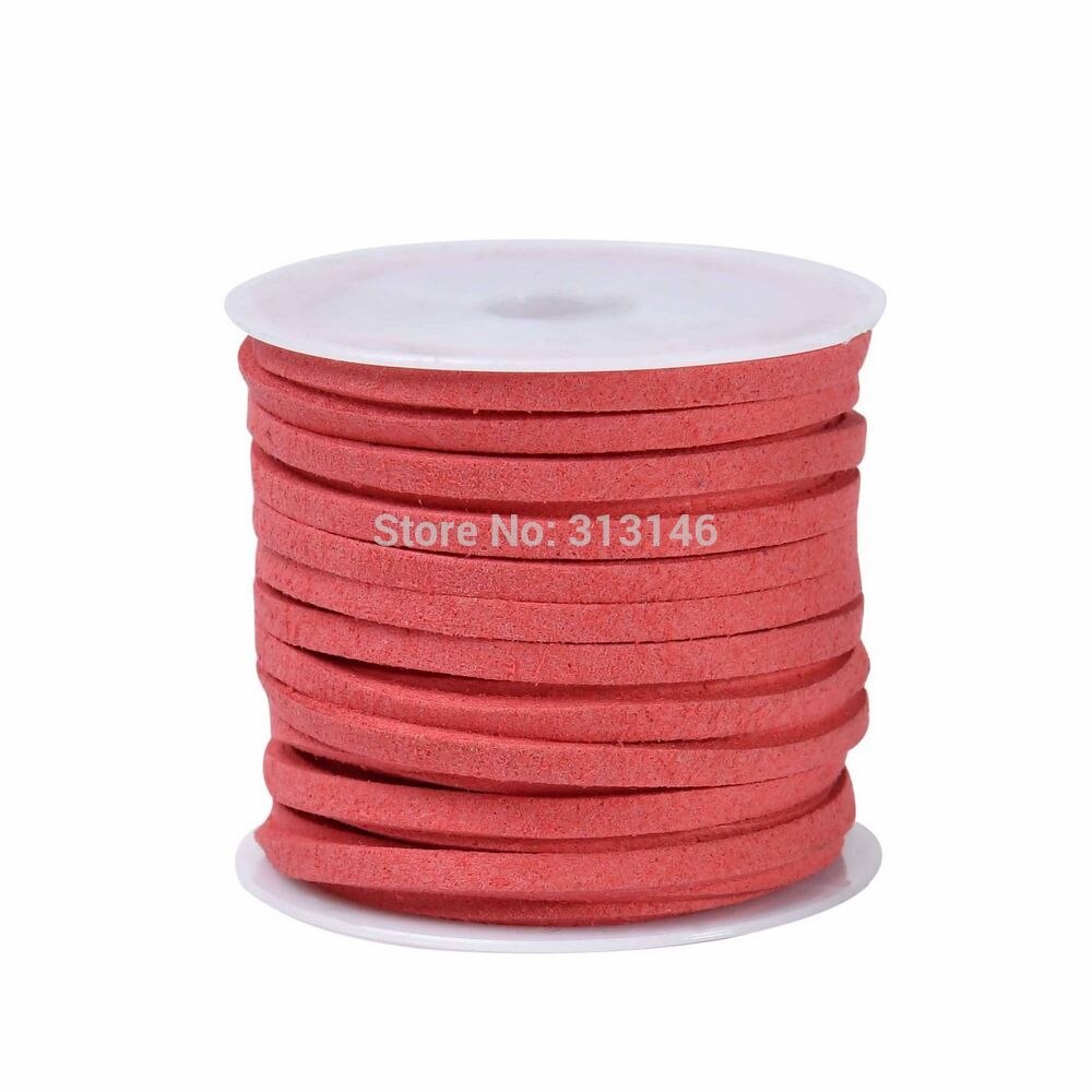 3mm 5M/Roll Flat Faux Suede Cord Leather Lace DIY Handmade Beading Bracelet Necklace Craft Supplies Jewelry Making Thread String: Watermelon Red