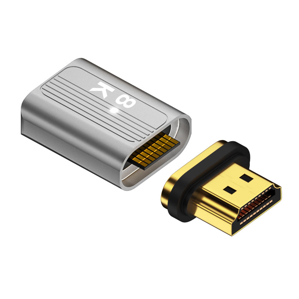 Adaptateur magnétique 2.1, 8K, Compatible HDMI, Extension magnétique, 8K/60Hz, 4K/120Hz, 48Gbps, pour ordinateur portable HDTV: Argent