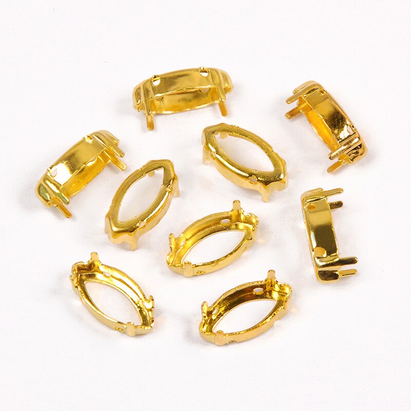 YANRUO 4200 4227 Navette Copper Studs Gold Silver Claw Settings Horse Eyes Sew On Rhinestones DIY Jewelry Accessories