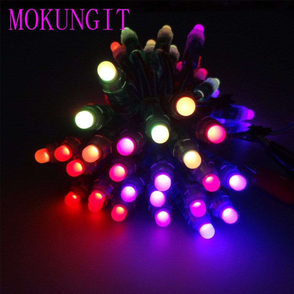 1 string (50pcs/string) WS2811 12mm 1 led pixel module F8 RGB node waterproof RGB LED White string round outdoor advertising