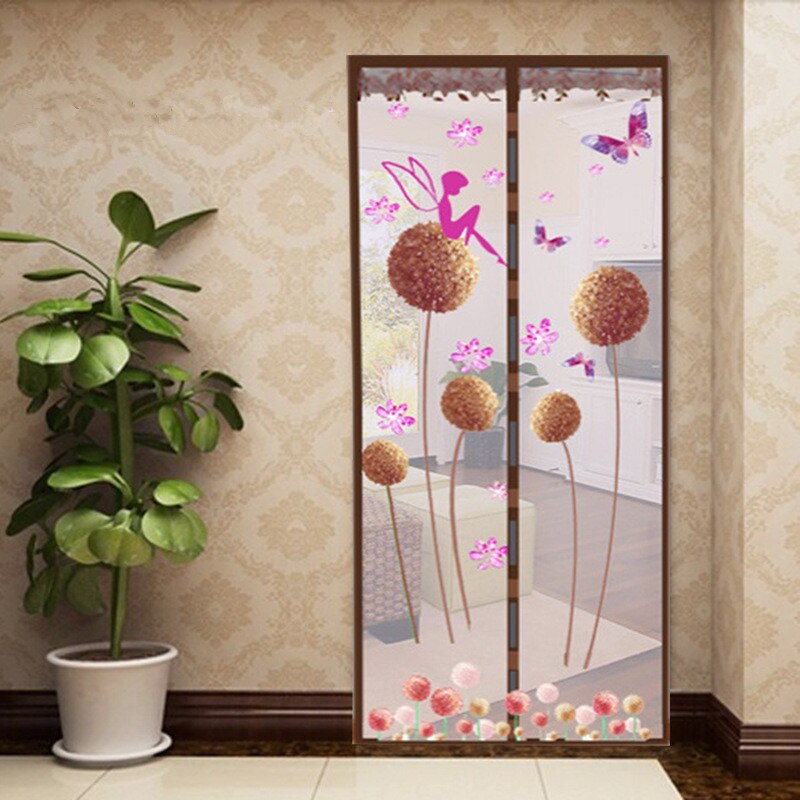 Style d'été fermeture maille moustiquaire écrans de fenêtre rideau Anti moustique magnétique Tulle rideau de douche porte écran: Dandelion coffee / 90x210cm