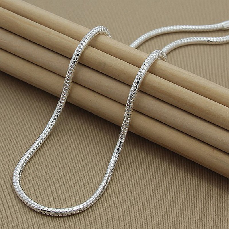 3mm 50cm -halskette aus silber, 925 schmuckstücke, halsketten für damen und herren, trendiger schmuck