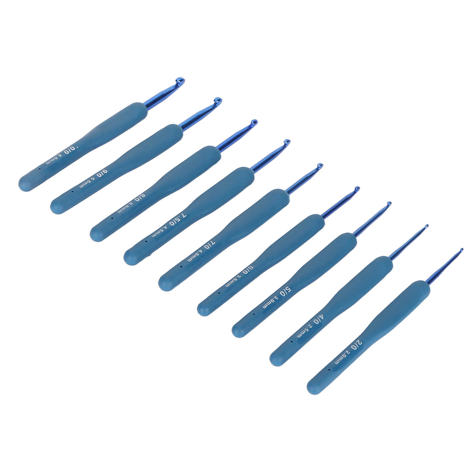9 Stuks Set Haaknaalden Set Blauwe Ergonomische Zachte Grip Haaknaald Breinaald