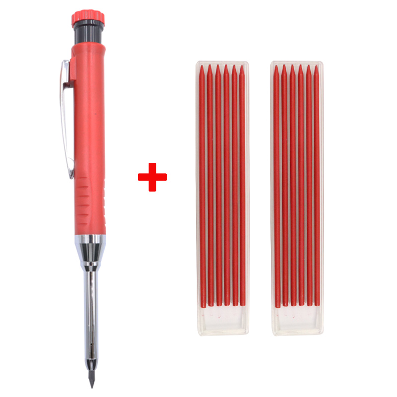 Lápiz de carpintero sólido para carpintería, mecánico, 3 colores, recarga de marcado de construcción, sacapuntas incorporado de plomo: YELLOW