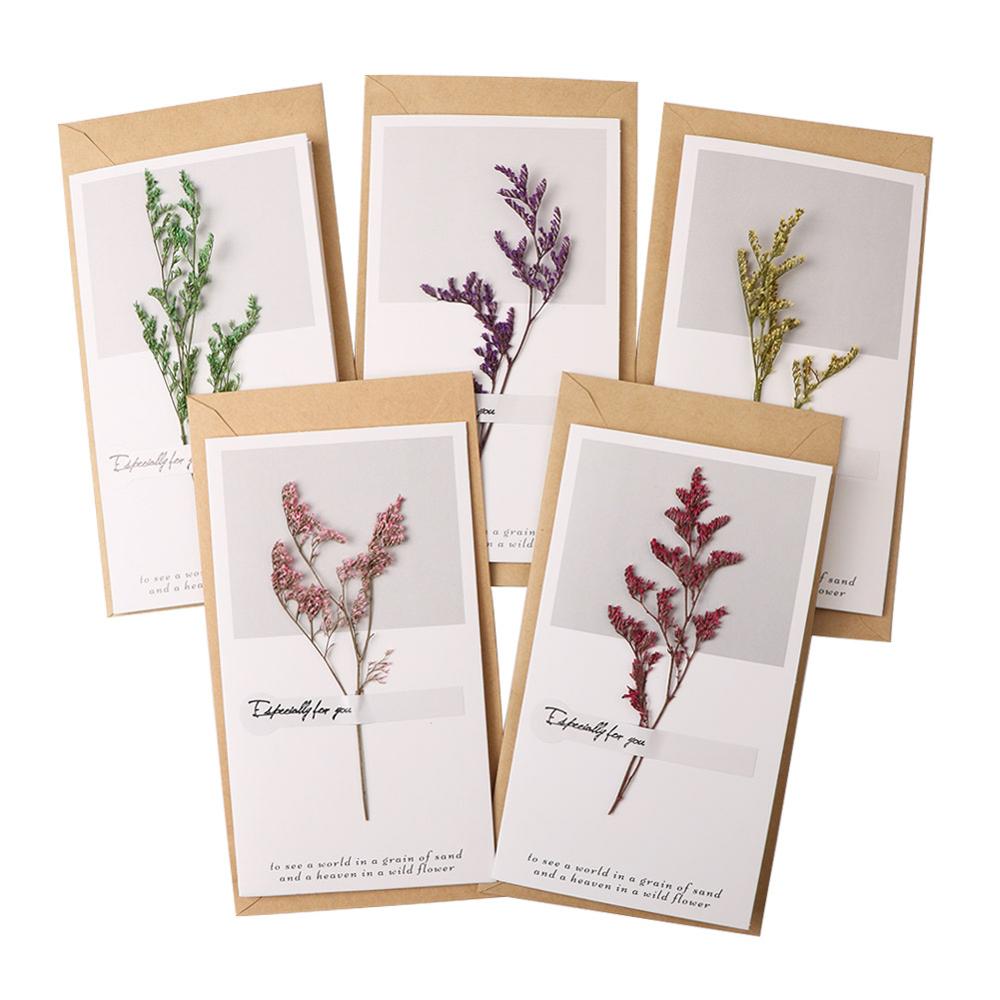 Tee-se-itse-kortti kutsukortti tyhjät kukat kuivakukkakortti äidin kiitospäiväkortti käsinkirjoitettu siunauskortti syntymäpäiväkortti