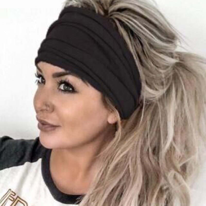 Vrouwen Effen Kleur Zachte Elastische Brede Stretch Elastische Haarband Mode Vrouwen Haarbanden Gym Haaraccessoires