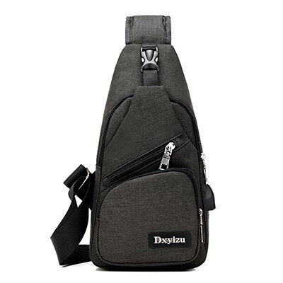 Scione Sport USB charge sacs à bandoulière pour hommes messagers sac Oxford court voyage sacs à bandoulière pour hommes Anti-vol poitrine sac: Black