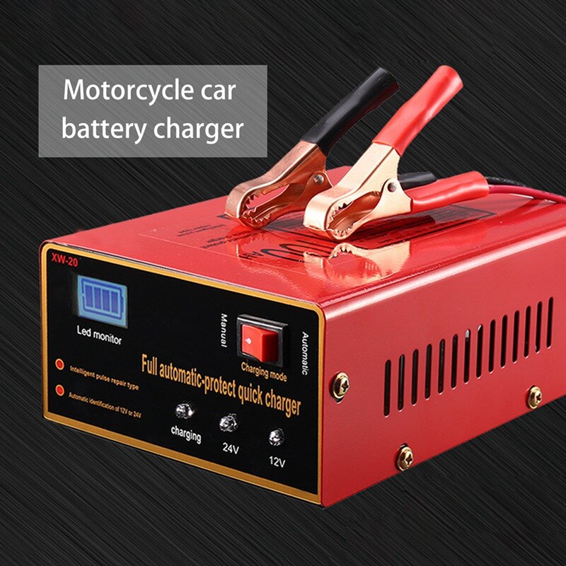 12/24V Automatic Smart Car Battery Charger for Auto Motorcycle Intelligent Pulse Quick Battery Charging Units US/EU/AU/UK Plug