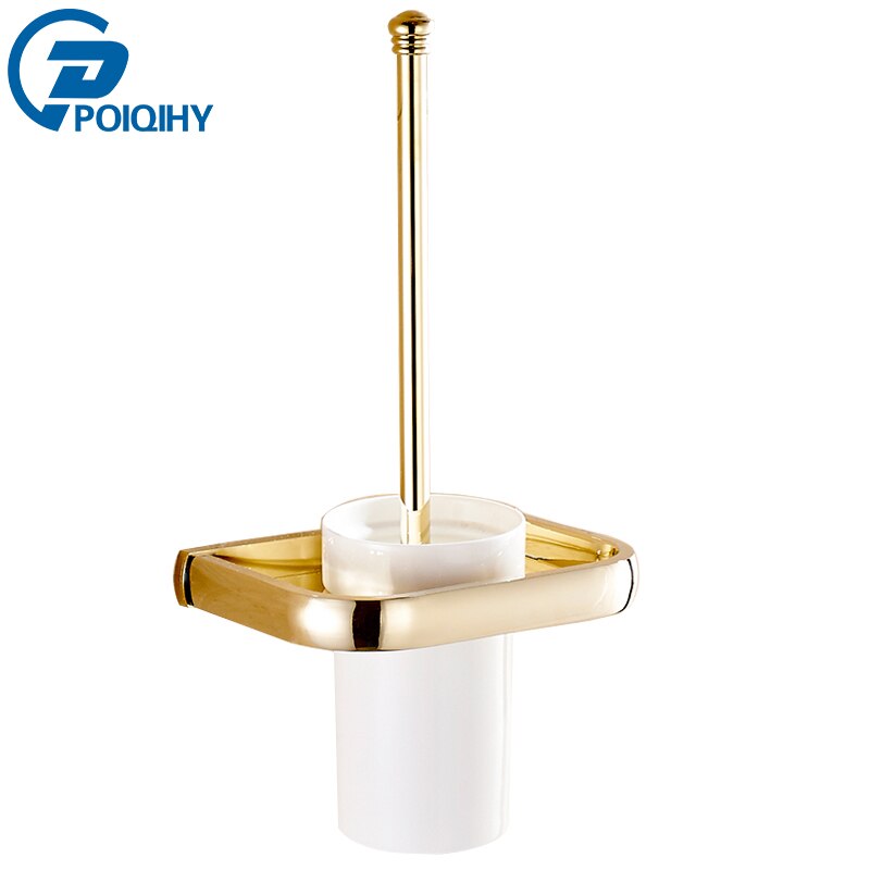 Set de accesorios de baño cuadrados de latón dorado de POIQIHY, estante para toallas, soporte de papel higiénico para Bar, soporte para toallas, gancho de tela, soporte para cepillo de baño PHY016: Toilet Brush Holder