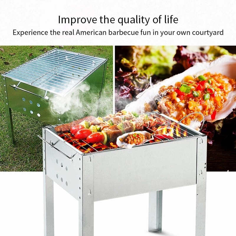 Portable Barbecue Grilling Stainless Steel Charcoa... – Grandado