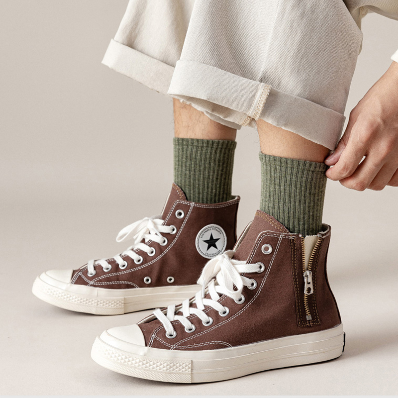 5/10 paires 95% coton peigné chaussettes hommes robe d'affaires chaussettes longues doux respirant printemps été chaussette colorée pour homme 5 paires/lot