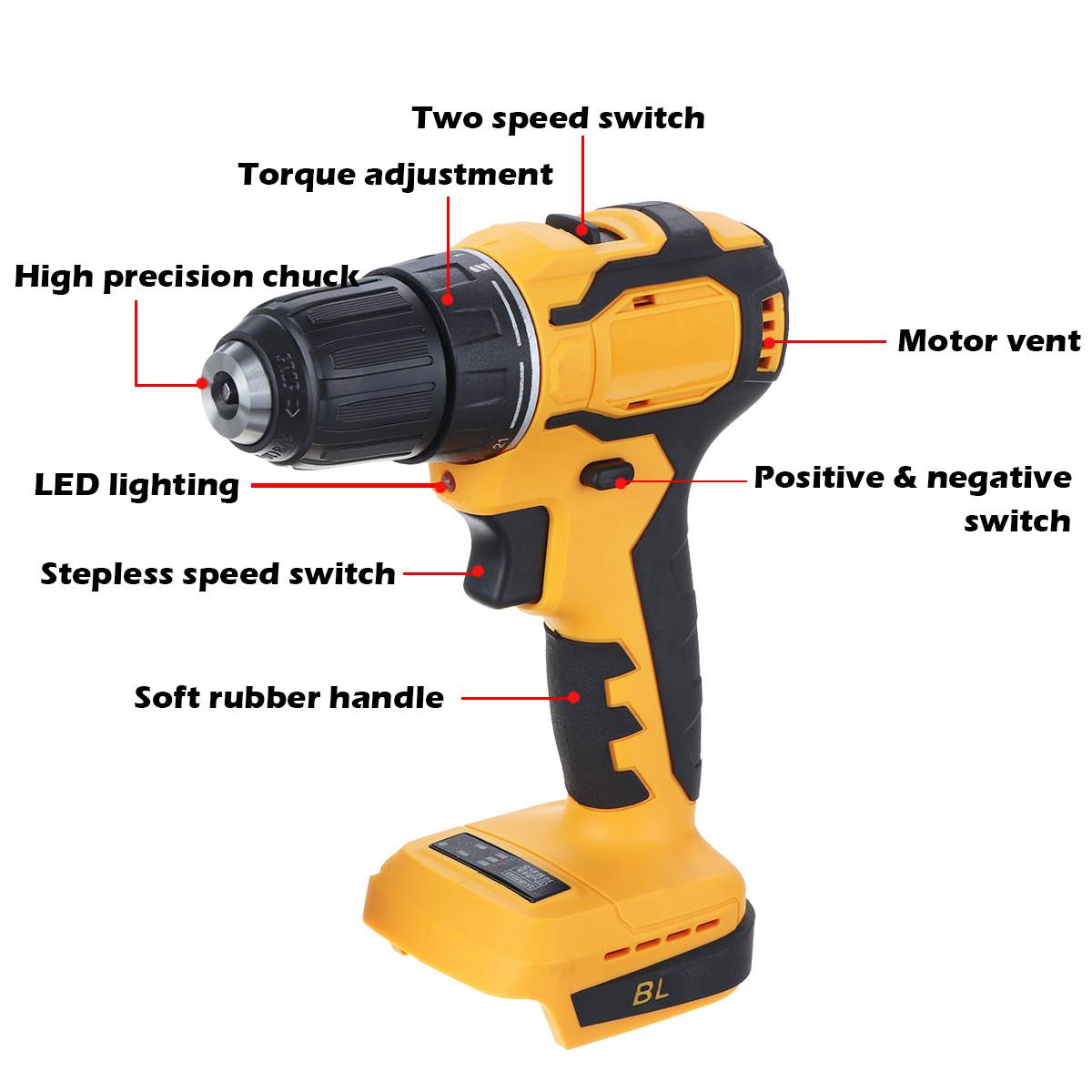10mm Chuck Brushless Impact Drill 350N.m Cordless Electric Drill For Makita 18V Battery LED Light Household Power Drills