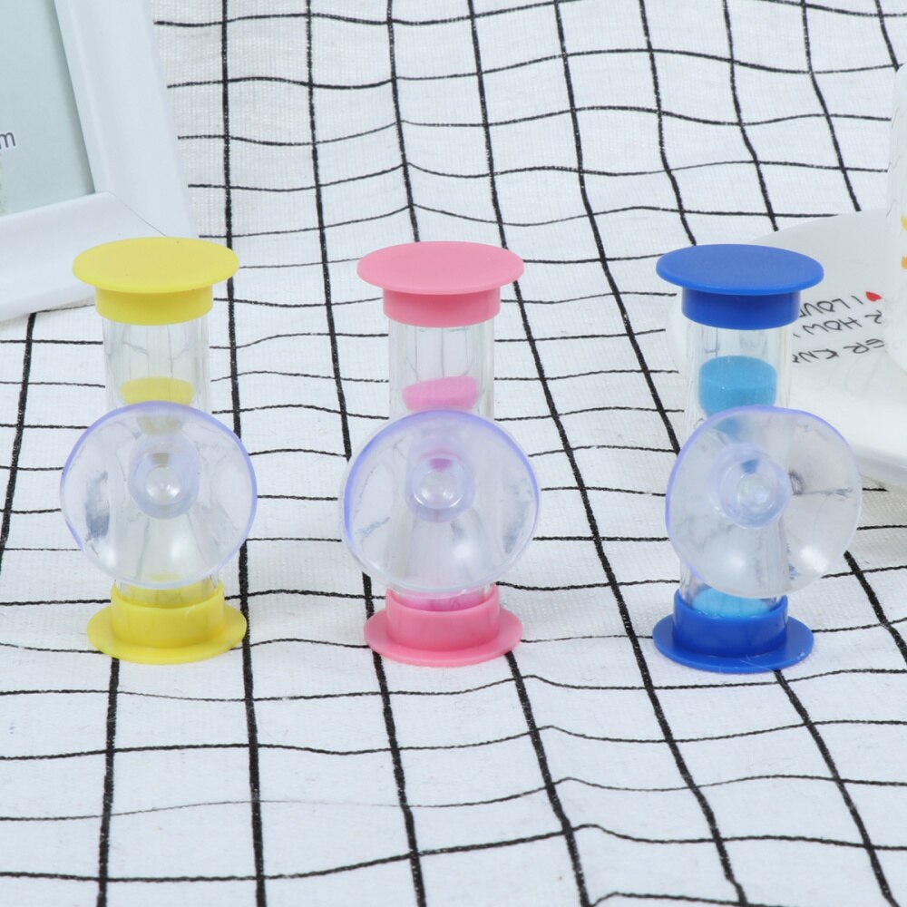 3pcs Three Minutes Hourglass with Suction Cup Removable Sandglass Children Brushing Timer Sand Clock Timers for Kids Games (3 Mi: Default Title