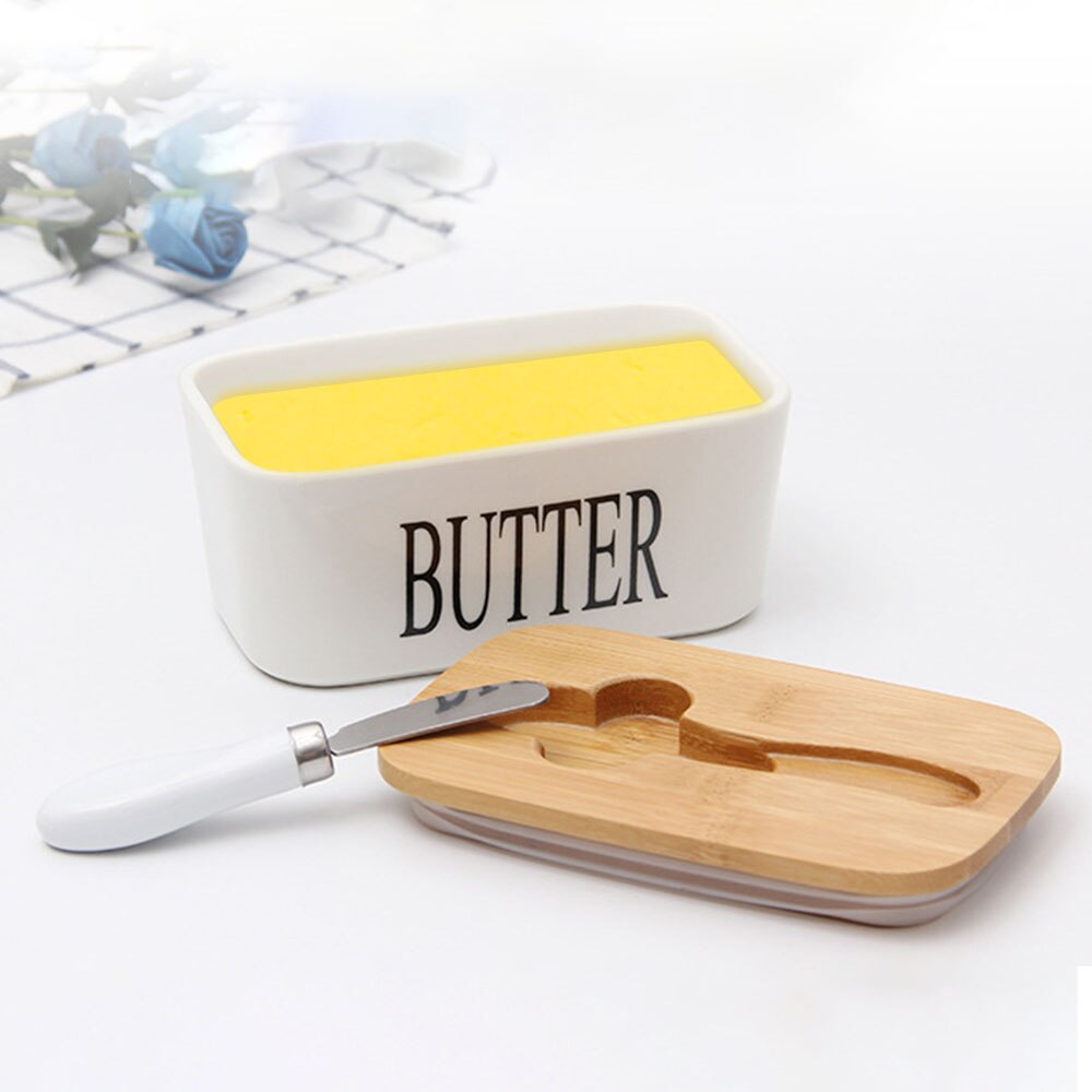 Nordic Butter Storage Container Box With Knife Lidhygienic And Wash Resistant Ceramic Container Cheese Food Container