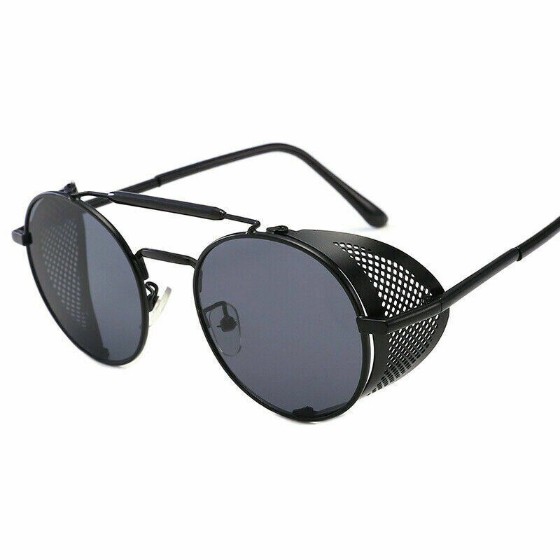 Steampunk lentille ronde lunettes de soleil Blinder Cyber bouclier ombre lunettes en métal