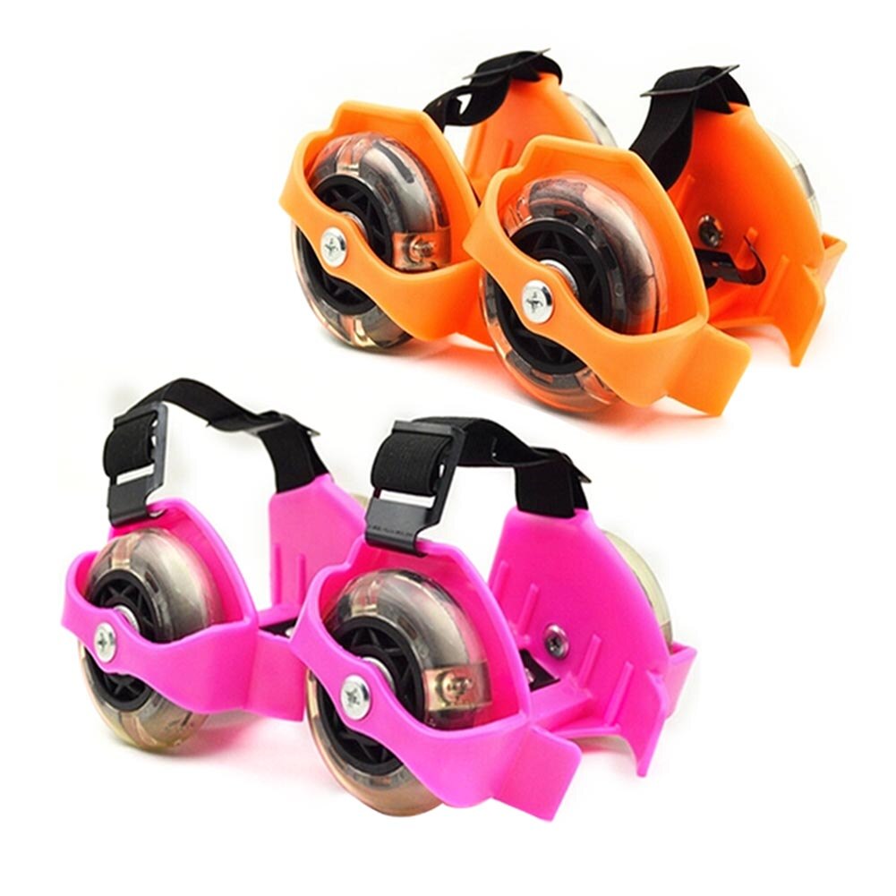1 Pair Kids Adjustable Elastic Accessories Wheel Whirlwind Friction Flashing Roller Wear Resistant PVC 3 Colors Skating Shoes