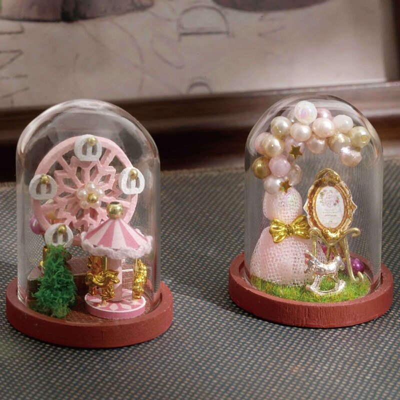 DIY Mini Magical Forest Cafe Of Time DollHouse Handmade Miniature Furniture Model Kit Glass Ball Wooden Doll House Toys Crafts