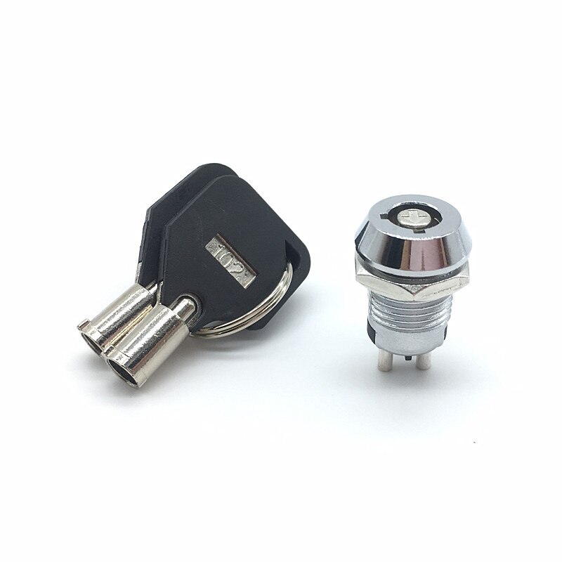 2pcs 12mm Metal Key Switch 250V ON OFF Lock Switch KS Electrical Key Rotary Switch with 2 Keys 2 Position
