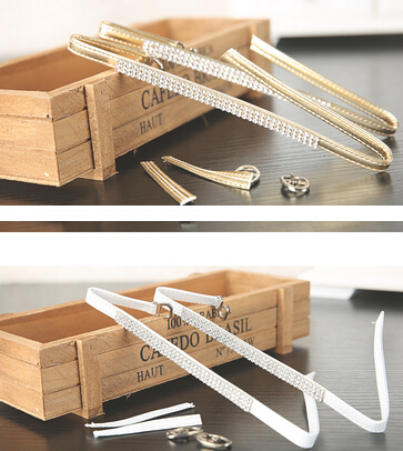 Charmante leren schoenenband met strass steentjes voor dames