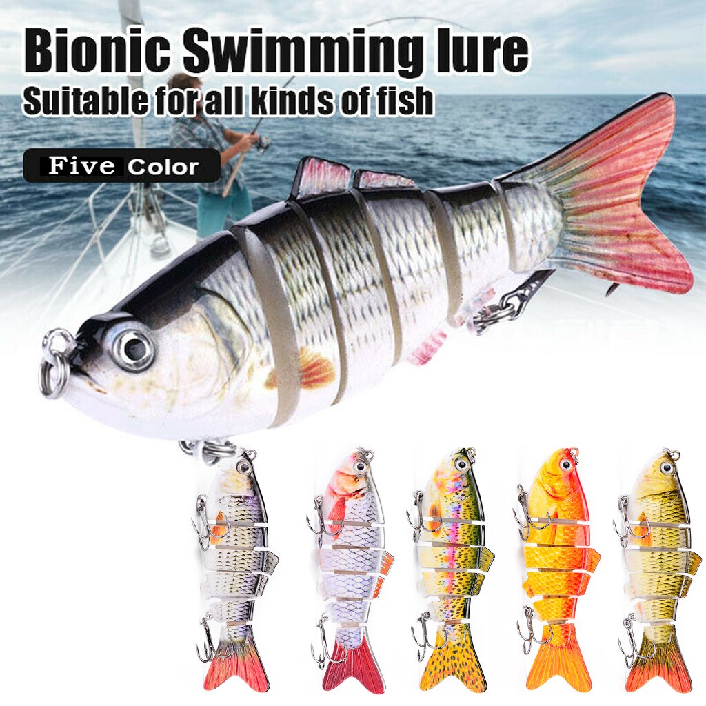 5 Pcs Kunstmatige Bionische Vis Aas, 6-Joint Body Realistische Swimbaits Lokt Grote Vissen Kits Sets