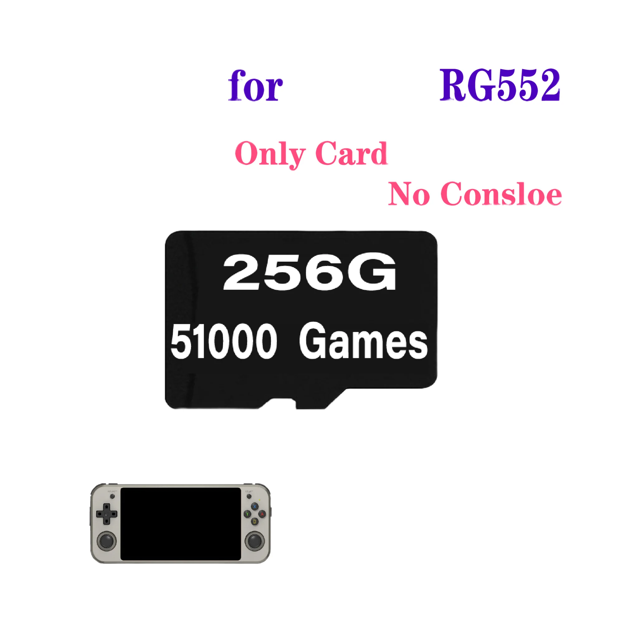 ANBERNIC-consola de juegos portátil Retro RG552, tarjeta TF, juegos precargados, tarjeta de memoria universal integrada, más de 512G, G80000 Juegos PSP: Plata