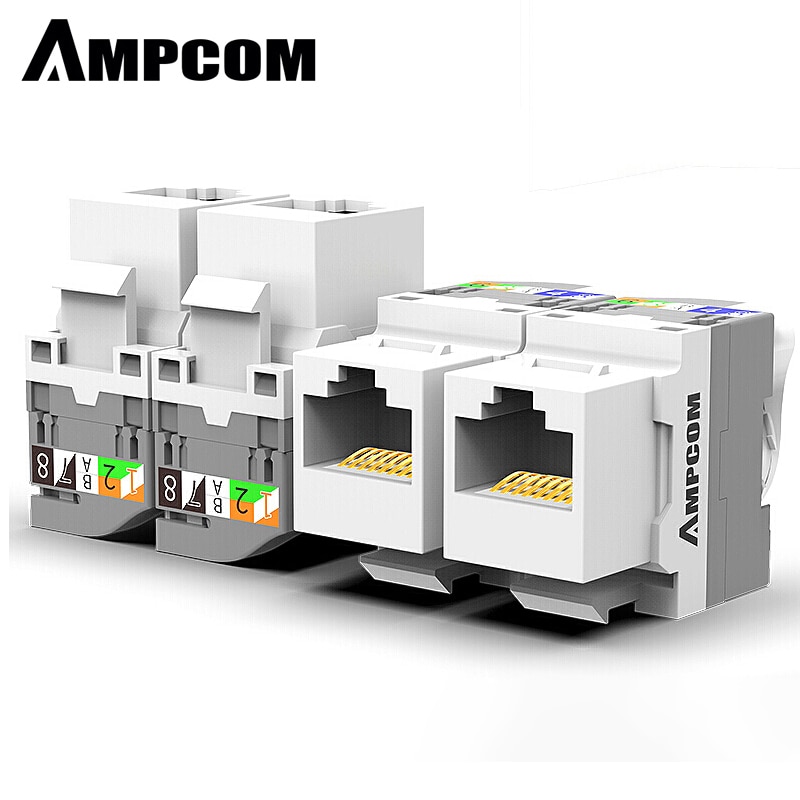 AMPCOM 10-pacchetto gatto5e RJ45 attrezzo-Meno chiave di volta Martinetti, nessun Pugno Imbottiture Strumento Necessario UTP Connettore del Modulo di Bianco