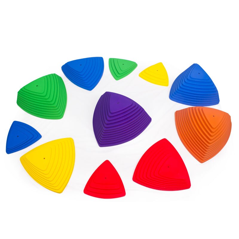 Balance Stepping Stones 11 Pieces Rainbow Crossing River Stone Massage Sensory Balance Training Outdoor Games Easy to Store: Default Title
