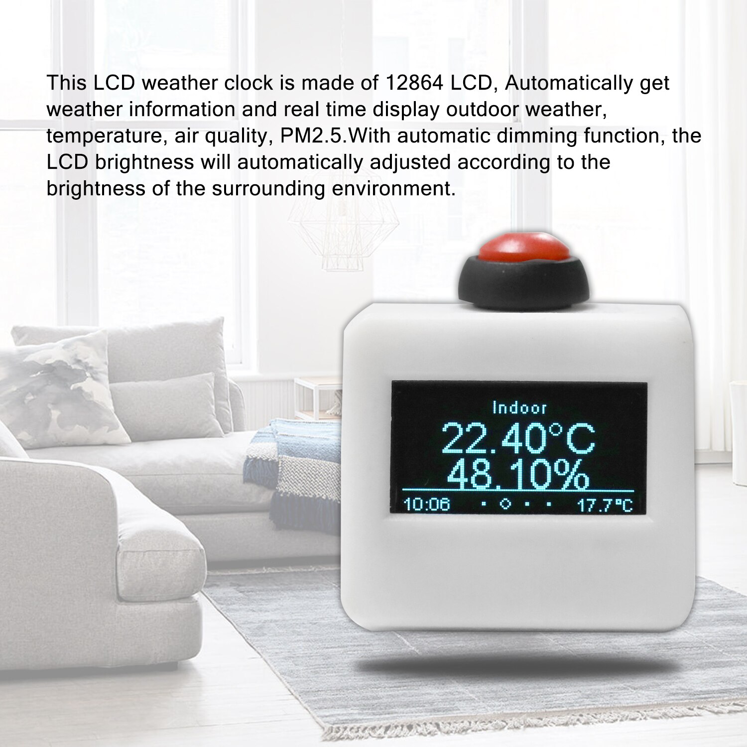 Reloj meteorológico LCD portátil para el hogar, con función de calibración de tiempo automática, Wifi, tamaño Mini