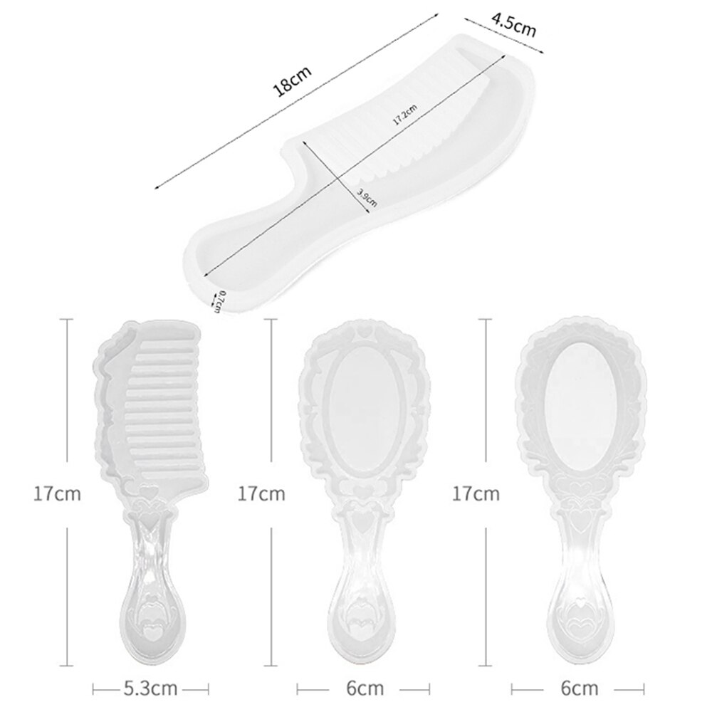 DIY handcraft peine espejo peine silicona molde de resina epoxy 1pc flexible y durable