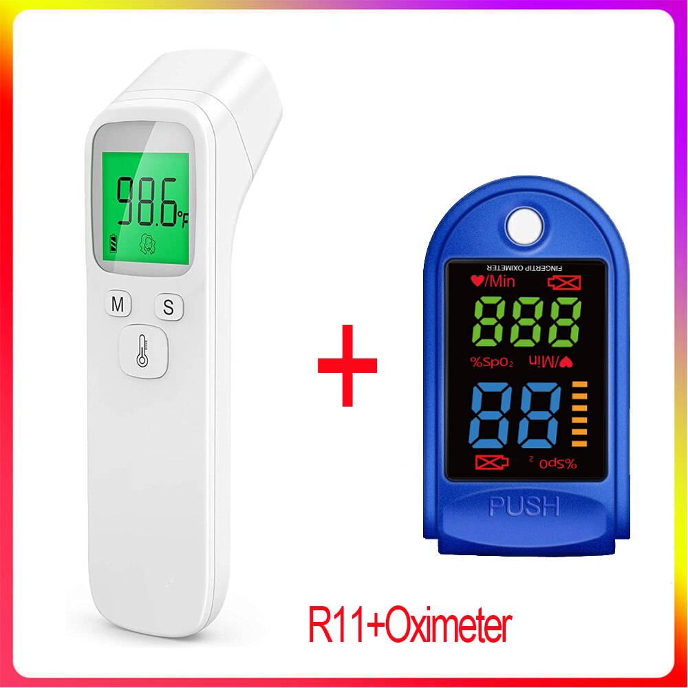 Contactloze infrarood thermometer met 3 kleuren lcd-achtergrondverlichting voor menselijke baby's en volwassenen, infrarood digitale thermometer: Wit  r11 kam
