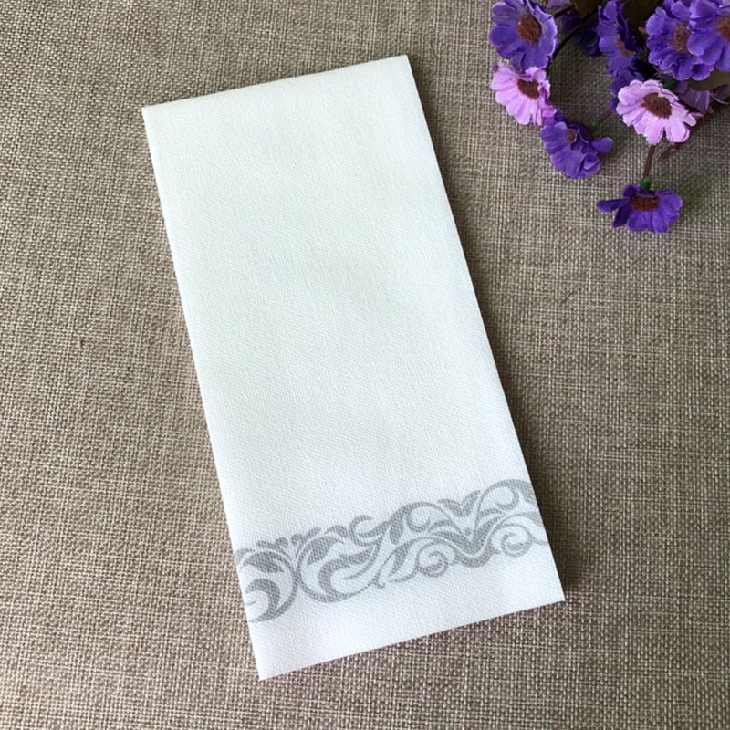 Wegwerp Linnen-Voelen Gast Handdoeken-Decoratieve Witte Handdoeken, Zilveren Bloemen Doek-Zoals Papier Servetten