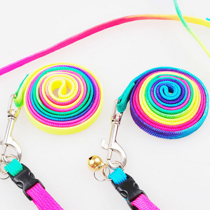 1,2 M arco iris Mascotas perro cachorro Correa suave caminar arnés plomo cachorro ajustable para Mascotas cadena