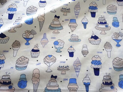 160x50cm anniversaire gâteau imprimer 100% coton tissu par demi mètres tissus patchwork pour bricolage matériel de couture bébé robe feuille tissu: 50x160cm / Cotton Fabric 2
