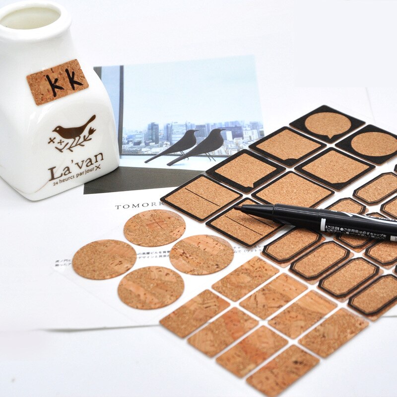 24/48 stuks handgemaakte houten etiketten, stickers, verpakkingsetiketten, afsluitlabels, keukenpotten, bekers, decoratieve labels, planner, album, zelfklevende sticker