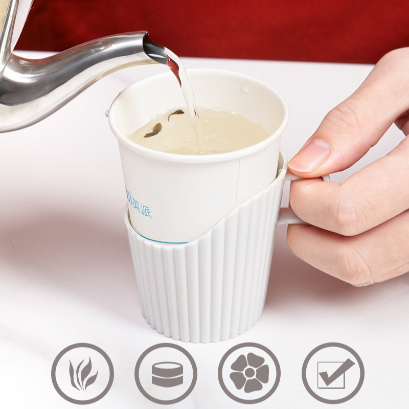 Portavasos de papel desechable, funda para taza de café expreso, antiescaldado, multifuncional, multiusos, para oficina y hogar, 6 uds.