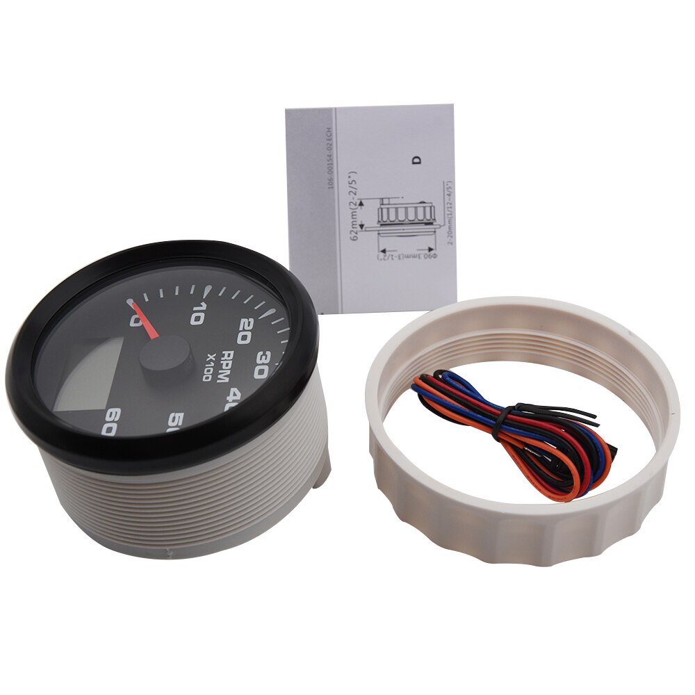 Digital 85mm Boat Tachometer Moto LCD Hourmeter 6000 rpm Gauge Tachometer for Motorcycle Marine Car Tacho Meter 9-32V rpm sensor