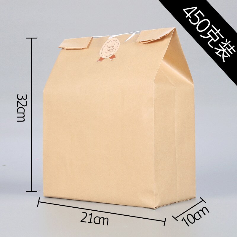5 stk papirbrødpose kraft mademballage opbevaring bageripose med forseglet klistermærke til frontvindue: 32 x 21 x 10cm