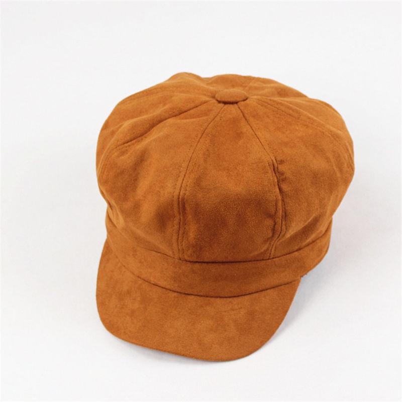 Winter warm solide Achteckige Hüte für frauen und mädchen Baskenmützen Maler Hütte Mütze Deckel 01: Orange