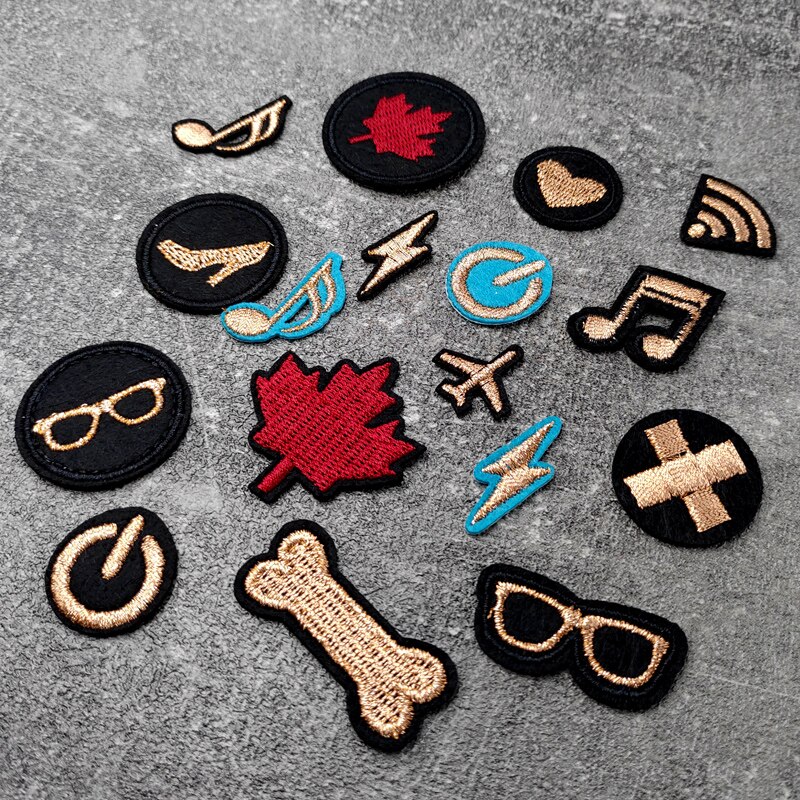 Bril Vliegtuigen Liefdesbriefje Patches Kleden Borduurapplicatie Naaibenodigdheden Decoratieve badges Canada Esdoornbladeren Bliksem