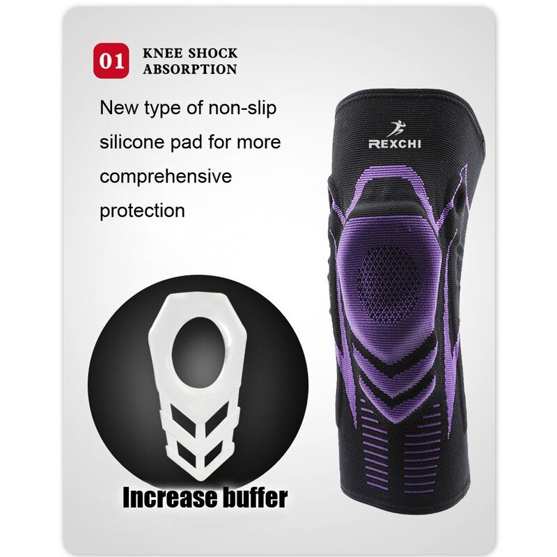 Basketbal Kniebeschermers Met Ondersteuning Silicon Gevoerde Elastische Antislip Patella Brace Kneepad Voor Fitness Gear Protector Tennis