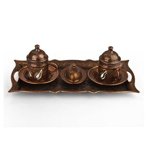 Ottoman Motif 2 li Turkish coffee Set-Copper