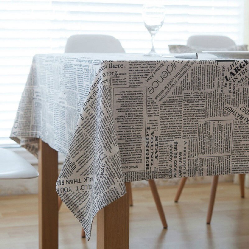 Retro aviser mønster dekorativ duge bomuld linned duge spisebord dækning til køkken hjem 6