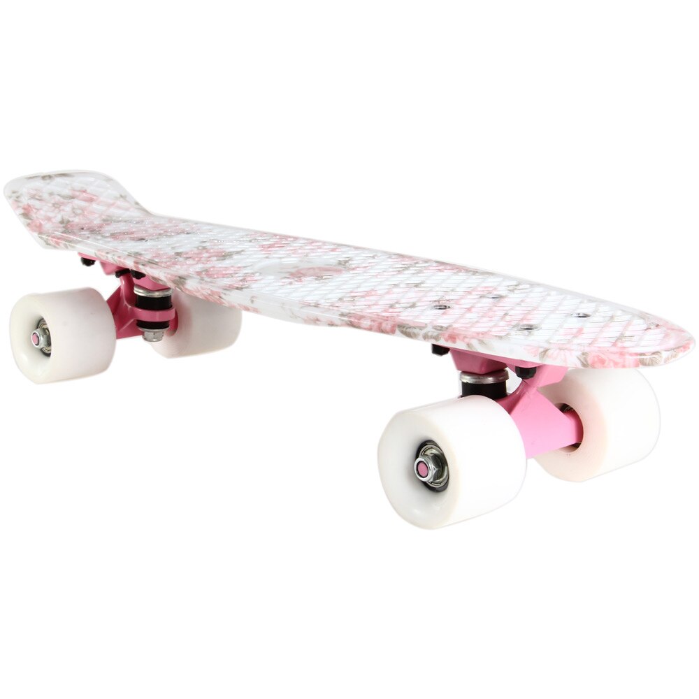 Four PU Wheels Long Skateboard 100kg Load Retro Skateboard Hibiscus Pattern Mini Board For Outdoor Sport